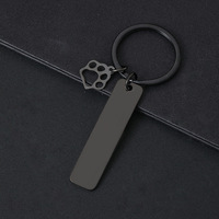 Porte-clés vierge en acier inoxydable poli miroir, gravure laser DIY, impression UV, forme 12x50mm, cadeau promotionnel pour marque avec motif patte