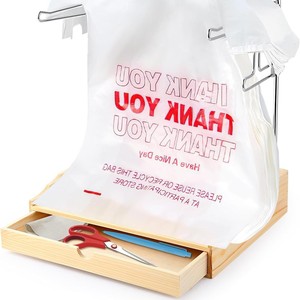 Shopping Bag <b>Storage</b> Rack Desktop <b>Plastic</b> Bag Organizer With <b>Drawer</b> For Grocery Bags And Miscellaneous Items - Product Image 1