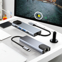 Station d'accueil multifonction pour ordinateur portable, Type-C 6 en 1, pour lecteur de carte SD/TF 2.0, Hub Ethernet RJ45 USB 3.1, en alliage d'aluminium