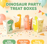 Boîtes à Popcorn en Papier Dinosaure pour Fête d'Anniversaire Enfants, Contenants à Bonbons et Snacks, Boîtes à Friandises Thème Dinosaure Dessin Animé pour Fête