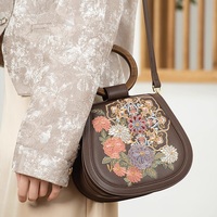 Bolso de Mano Inspirado en Diseñadores, Bordado Floral 3D, Cuero Sintético PU, Regalo Navideño