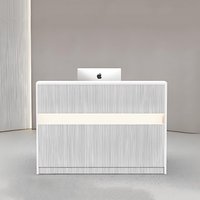 Comptoir de réception de luxe pour salon de beauté, avec rangement et bande lumineuse LED, idéal pour bureau ou salon