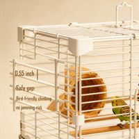 Accessoires d'enrichissement pour cage verticale pour oiseaux de compagnie : Balançoire à perles, échelle d'escalade, configuration multi-perchoirs, mangeoires transparentes, bac à déchets extractible