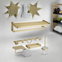 Ensemble d'accessoires de salle de bain en métal au design contemporain doré brossé, garantie 5 ans, respectueux de l'environnement, prévention de la corrosion - Cuivre