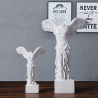Figurine en résine de déesse de la victoire ailée de style européen, aspect plâtre blanc, ange ailé sans tête, décoration de table