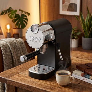Macchina per Espresso Semi-Automatica da 15 Bar, 1350 W, Riscaldamento Rapido, Termoblocco, Manometro, per Casa e Piccoli Caffè - Product Image 1
