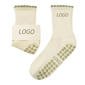 Custom High Quality Jacquard Embroidered Non-Slip Grip Yoga Pilates <b>Socks</b> Cotton for Women Wholesale - Product Image 2