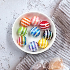 Cuentas Sueltas Acrílicas de 15mm con Recubrimiento UV de Colores, Diseño Redondo Impreso para Joyería DIY, Bolígrafos con Cuentas, Accesorios para Cadenas de Teléfono - Product Image 2