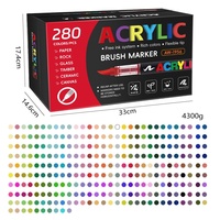 Ensemble de stylos marqueurs acryliques liquides de haute qualité, 288 couleurs, pointe souple, sans pression, pour étudiants, art, bricolage, peinture à la main
