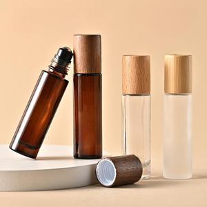 High Quality Custom Bech <strong>Essential</strong> <strong>Oil</strong> Perfume Bottles Glass Roller with <strong>Walnut</strong> Bamboo Lid for Skin Care - Product Image 1