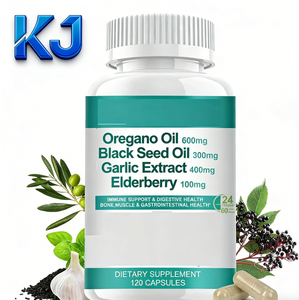 Capsules d'huile d'origan biologique avec huile de nigelle, <span class=keywords><strong>ail</strong></span> et sureau - Compléments alimentaires à base de plantes pour la protection antioxydante et le soutien immunitaire - Product Image 1