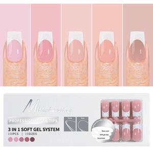 150 faux ongles mats réutilisables en forme d'amande, cercueil ou carrés, à presser, couvrance totale, pour manucure française, en boîte - Product Image 6