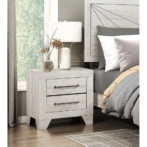 Comodino con finitura in rovere grigio, 2 cassetti, mobile in legno per camera da letto, 1 pezzo - Product Image 1