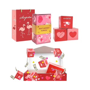 Caja Misteriosa de Cartón Plegable con Diseño de Corazón Rosa, Caja de Regalo Sorpresa con Dinero en Efectivo para Cumpleaños - Product Image 1