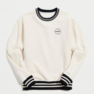 OEM nhà sản xuất giá tốt nhất khối màu sọc gân Cuff và HEM crewneck thời trang thêu thiết kế logo nam - Product Image 2