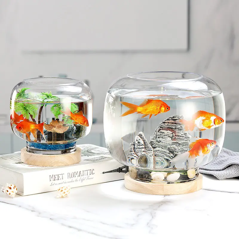 Mini bacia de aquário redonda para peixes, alta qualidade, 2 galões, vidro transparente, pequeno, grande, arredondado