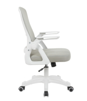 Chaise de bureau ergonomique moderne à cadre blanc en maille pour salon, réglable en hauteur, pivotante, avec accoudoirs pliables et support lombaire