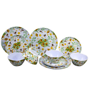 Juego <span class=keywords><strong>de</strong></span> Vajilla <span class=keywords><strong>de</strong></span> Melamina con Diseño <span class=keywords><strong>de</strong></span> Abejas y Flores <span class=keywords><strong>de</strong></span> Verano, 12 Piezas, Platos y Tazones con Aspecto <span class=keywords><strong>de</strong></span> Porcelana Blanca - Product Image 4