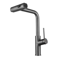 Robinet de lavabo mural moderne en acier inoxydable finition chromée, 2 poignées, 2 trous, avec capteur tactile, fonction douche pluie et douchette extractible