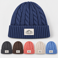 Bonnet d'hiver chaud et épais à revers, motif torsadé, étiquette tissée personnalisée, pour hommes et femmes, idéal pour le ski, la randonnée et les activités extérieures par temps froid