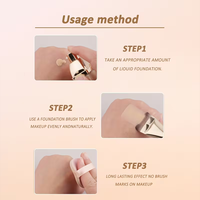 Pinceau de maquillage plat à manche en bois, pinceau vegan fin et large pour fond de teint liquide, logo personnalisé pour la vente en gros de produits de beauté