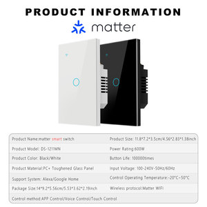 Interruptor de luz inteligente WiFi For Matter, estándar estadounidense, 1/2/3/4 botones, panel táctil de vidrio, requiere cable neutro N+<span class=keywords><strong>L</strong></span> - Product Image 6