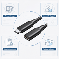 Kabel Ekstensi USB 3.2 Tipe C OEM ODM dengan 20Gbps 100W PD dan Dukungan 4K 60Hz untuk Laptop, Docking Station, dan Monitor