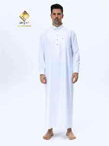 เสื้อคลุมโทบผ้าฝ้ายสีขาวสำหรับผู้ชาย แบรนด์อัลฮาราเมน คอปกเสื้อ แขนยาว ความยาวคลุมถึงพื้น เหมาะสำหรับสวมใส่ละหมาด - Product Image 2