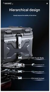 กล่องเก็บสัมภาระมอเตอร์ไซค์อลูมิเนียมอัลลอยขนาดใหญ่ 45 ลิตร - กล่องท้ายรถมอเตอร์ไซค์ PP ทนทาน กันฝุ่น สำหรับการเดินทาง <span class=keywords><strong>Nanke</strong></span> JT-X - Product Image 5