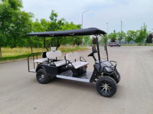 Voiture électrique <span class=keywords><strong>de</strong></span> tourisme 6 places avec auvent ouvert et <span class=keywords><strong>pneus</strong></span> tout-terrain pour les visites <span class=keywords><strong>de</strong></span> parcs d'attractions - Product Image 6
