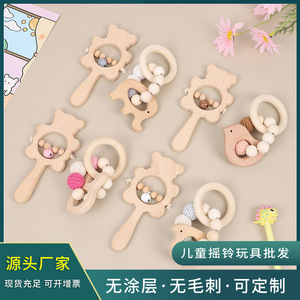 Jouets en <span class=keywords><strong>bois</strong></span> naturel, anneaux en <span class=keywords><strong>bois</strong></span> de hêtre massif, jouets sensoriels Montessori à mâcher, 0 à 12 mois, ensemble d'animaux craquelants : Éléphant, <span class=keywords><strong>Oiseau</strong></span>, Hérisson - Product Image 6