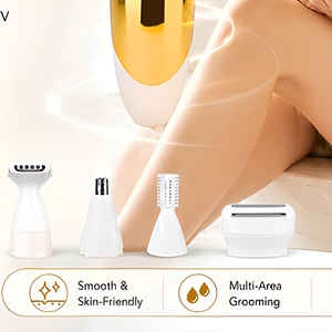 Kit de toilettage corporel 4-en-1 pour <span class=keywords><strong>femme</strong></span>, rasoir électrique rechargeable, <span class=keywords><strong>tondeuse</strong></span> à grille, peigne à sourcils, coupe-poils de <span class=keywords><strong>nez</strong></span>, chargement USB - Product Image 6