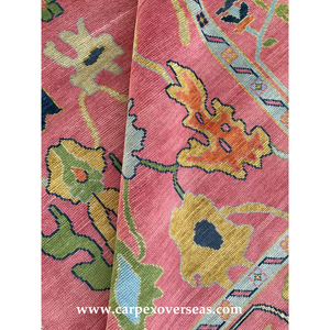 Diseño moderno Oushak rosa de gran tamaño, hecho a mano, lavable para uso doméstico y exterior - Product Image 4