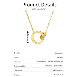 批发罗马数字圆板吊坠14k镀金925纯银辉石项链女性精品饰品 - Product Image 5