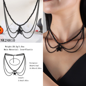 Collier pendentif chauve-souris et araignée <span class=keywords><strong>Luna</strong></span> style gothique punk, colliers superposés pour femmes, bijoux pour Halloween et fêtes - Product Image 6