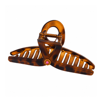 Pince à cheveux requin en plastique pour femme, motif léopard, style rétro, grande taille, extensible, avec pierres précieuses, accessoire pour queue de cheval