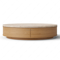 FERLY Leichter Luxus Zeitgenössischer Europäischer Stil Neues Design Hochwertiger Runder Couchtisch aus Massivholz für den Innenbereich