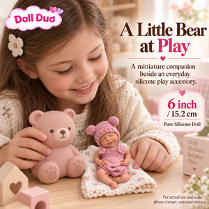 Muñeca de silicona de cuerpo completo de 6 pulgadas, personalizada, estilo Reborn, con sombrero de oso rosa, sonriente y durmiendo, regalo de Navidad realista para niños. - Product Image 2
