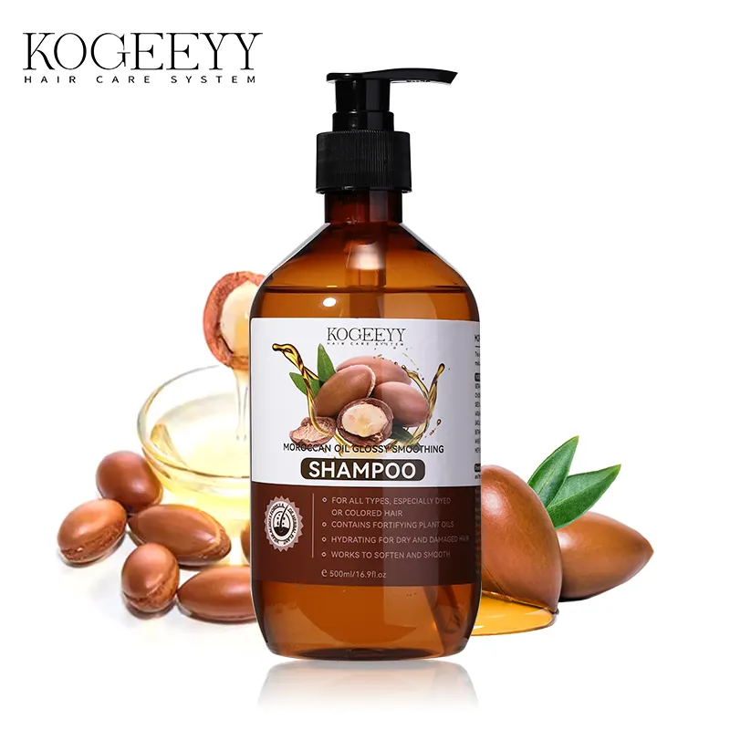 Fas Vegan KOGEEYY OEM bitkisel özleri Argan yağı şampuan Salon sülfat ücretsiz fas organik saç şampuan ve saç kremi