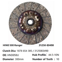 31250E0490 HND058Y Cakram Kopling 380mm 10T Kompatibel untuk Hino 500 Lohan FM260, Pengganti untuk 31250-E0490 HND058U