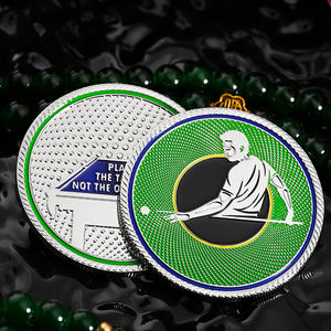 Pièce de monnaie commémorative de billard en alliage de zinc émaillé, plaquée argent, avec figurine de joueur de billard en relief 3D, pour cadeau aux joueurs - Product Image 5