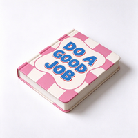 Jurnal Hardcover Kotak-kotak Pink Putih A5, Notebook Kutipan Positif, Cetak Kustom untuk Wanita