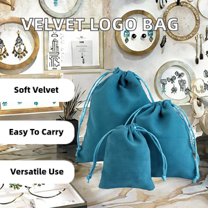 Bolsa de joyería de terciopelo con logotipo personalizado-Bolsa de almacenamiento con cordón suave para embalaje de regalo y promociones - Product Image 2