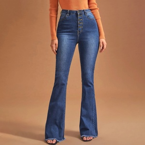 Pabrik Produsen Penjual Grosir Celana <span class=keywords><strong>Jeans</strong></span> Denim LARSUR Xintang Guangzhou Cina, Celana <span class=keywords><strong>Jeans</strong></span> Wanita Model Klasik, Flare, dan Skinny - Product Image 1