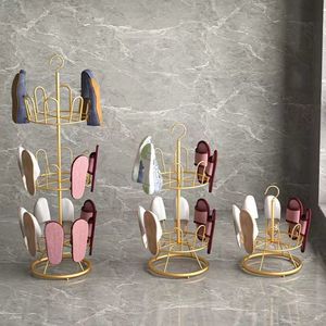 Rotating Shoe Rack Wrought Iron Floor Standing Drying Rack With Clip Mobile Design For Shoes And Slippers - Product Image 3