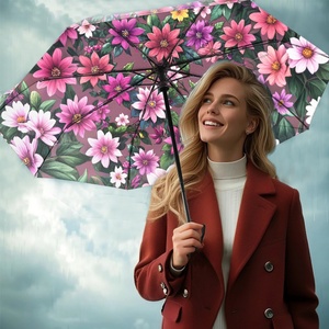 Durable Full Print Eco Friendly 8 Ribs Compact Auto Open Close Folding Umbrella for Car Backpack Purse - Product Image 5