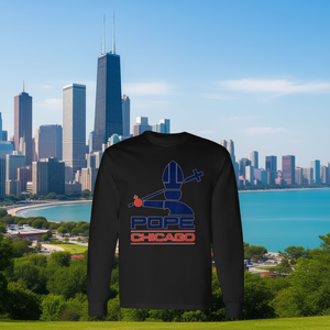 T-shirt à manches longues Chicago Pope unisexe, col rond, cadeau religieux, imprimé en sérigraphie - Product Image 3