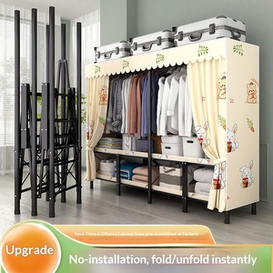 Armoire pliable en tissu de grande capacité en acier, armoire de rangement pour vêtements de chambre à coucher, armoire en métal détachable pratique, vente en gros - Product Image 2