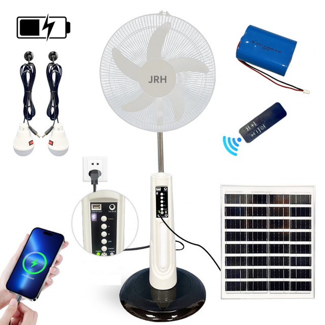 Brushless Motor 16 Inch Electric Rechargeable Lithium Battery Solar Pedestal Fan With Solar Panel with Digit Display Solar Fan