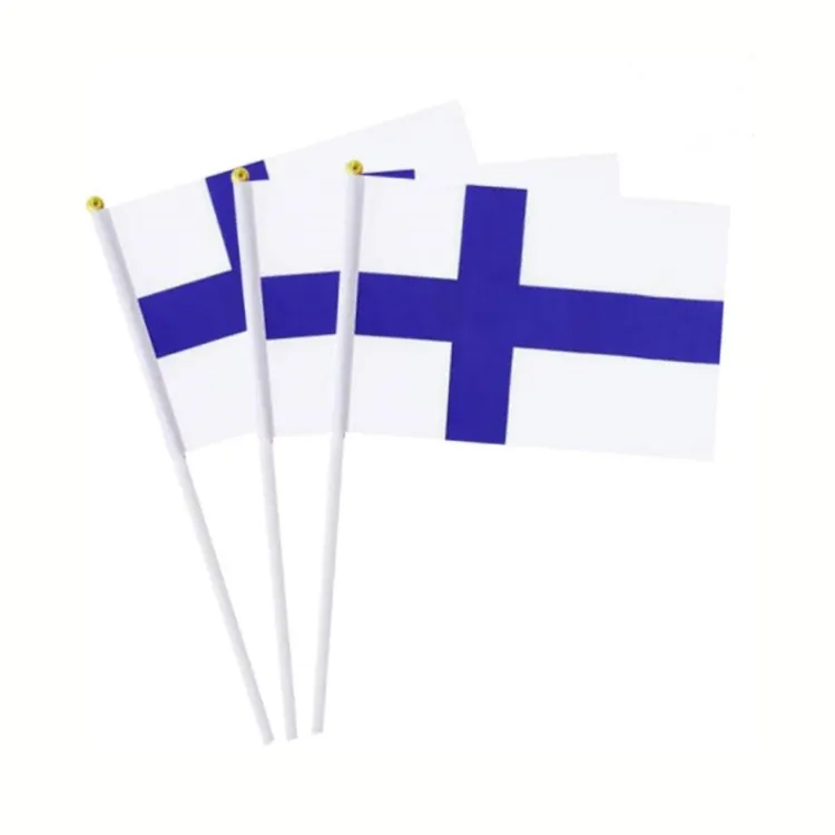 Promotionele Finland Mini Kleine Handvlag Polyester Decoratie Custom Vlag Voetbal Alle Landen
